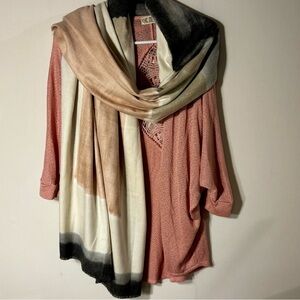 Oversized Cashmere Blend Wrap Shawl • Neutral Colorblock • Soft & Cozy